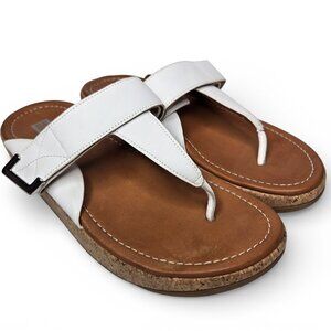 FitFlop Remi White Leather Thong Sandals Women Adjustable Cork Side 8